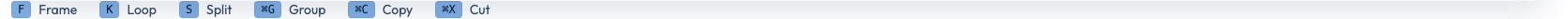 Message bar showing keyboard hints for the current selection